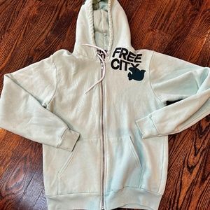 FREE CITY Let’s Go SuperYum Hoodie Pale Green M Medium Dove